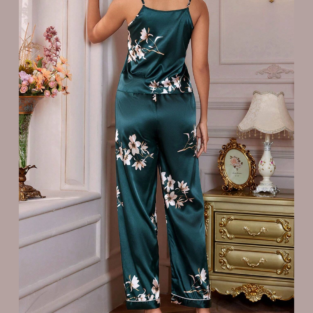 Nights Floral Print Satin Cami Top & Pants Set