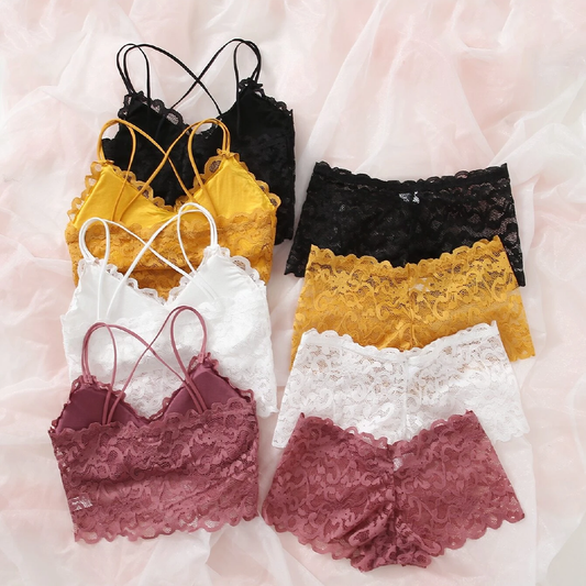 Floral Lace  Bra & shorts Lingerie Set