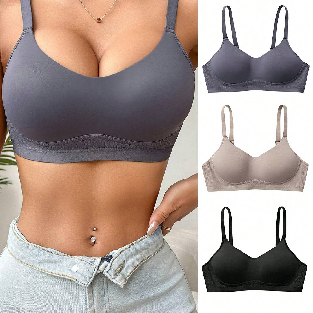 Casual Wireless Soft Cup Solid Bra