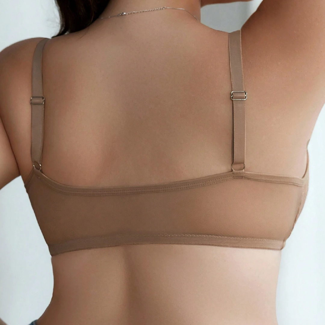 Solid Ribbed Hollow-Out Bra & Wirefree Bra