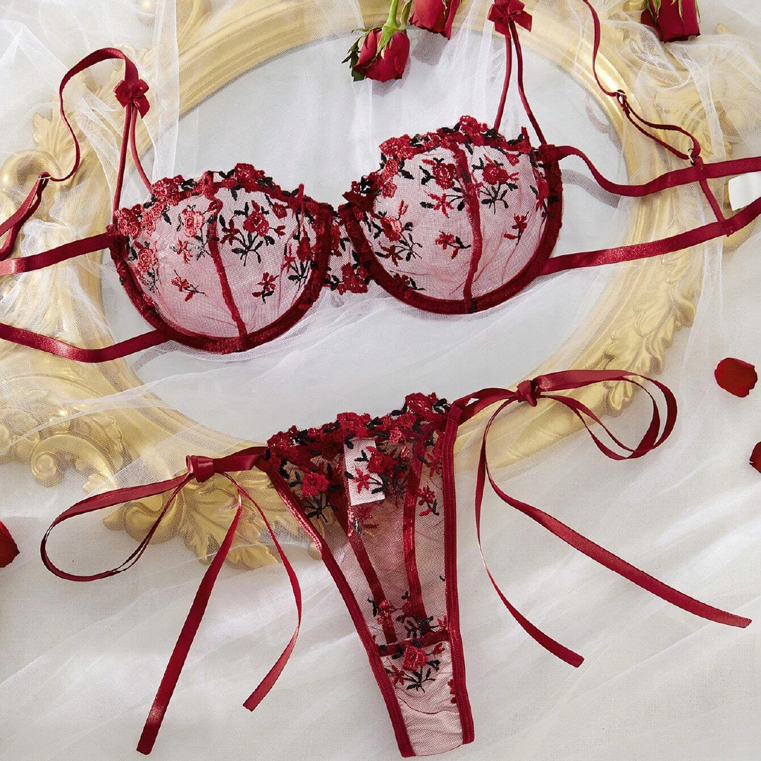 Floral Embroidery Sexy Lingerie Set