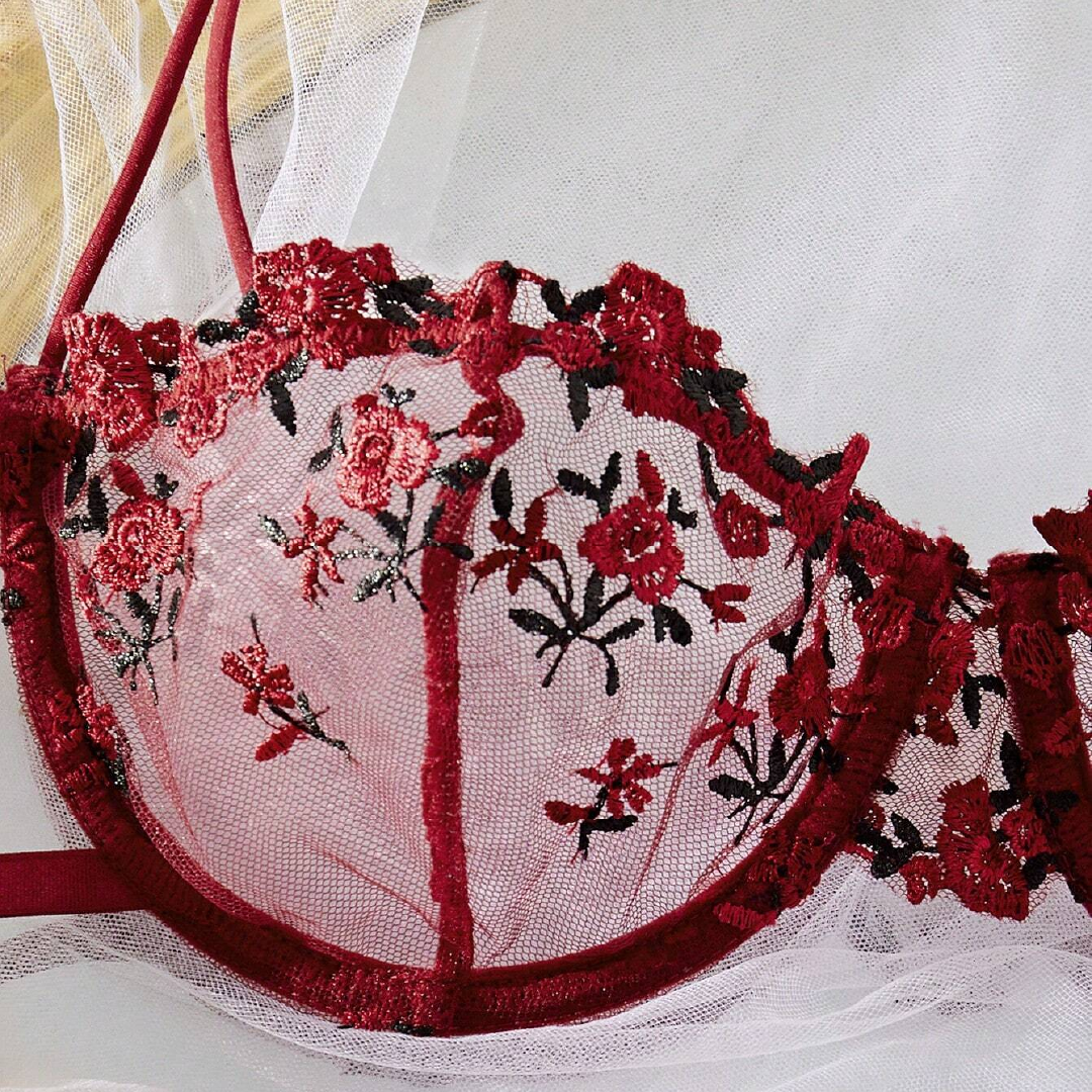 Floral Embroidery Sexy Lingerie Set